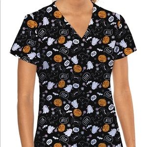 halloween scrubs BOO women’s med couture top M